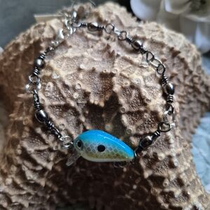 Handmade Blue Fishing Lure Bracelet